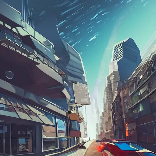 Prompt: street view, new!!!!!! futuristic, trending on artstation, fisheye!!! lens