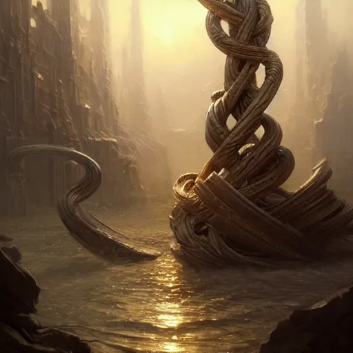 Prompt: gordian knot, fine art, awesome fantasy book cover on pinterest, award winning, dark fantasy landscape, fantasy magic, intricate, elegant, sharp focus, cinematic lighting, highly detailed, digital painting, concept art, art by wlop and artgerm and greg rutkowski, masterpiece, trending on artstation, 8 k