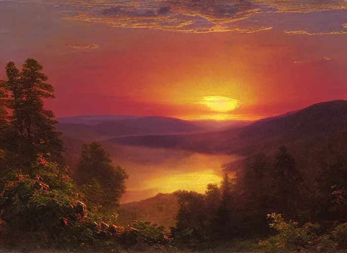 Prompt: a beautiful sunrise over the catskills, by frederic edwin church