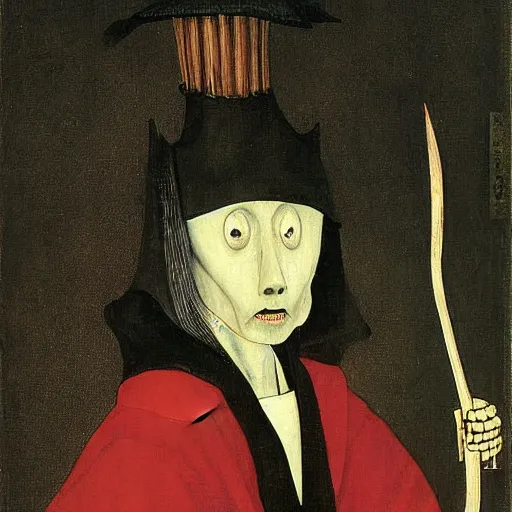 Prompt: Shinigami, painting by Hieronymus Bosch