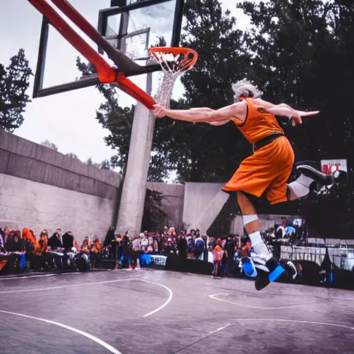 Prompt: gandalf dunking on bilbo baggins, action sports photography, f stop, iso