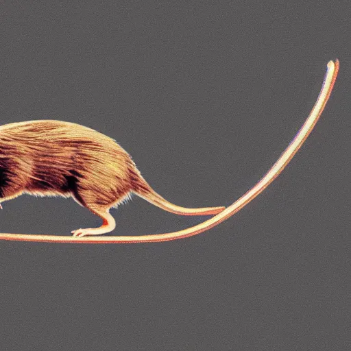 Prompt: a low resolution rat diagonally spinning on a plain background