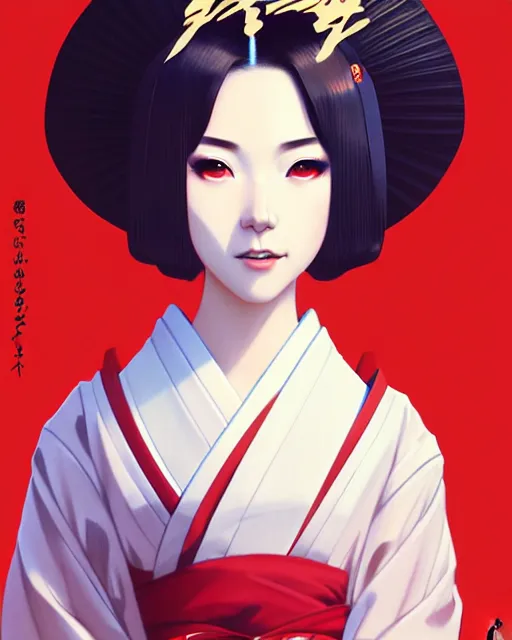 Prompt: japanese anthropomorphic geisha fox, fine - face, audrey plaza, realistic shaded perfect face, fine details. anime. realistic shaded lighting poster by ilya kuvshinov, magali villeneuve, artgerm, jeremy lipkin and michael garmash and rob rey