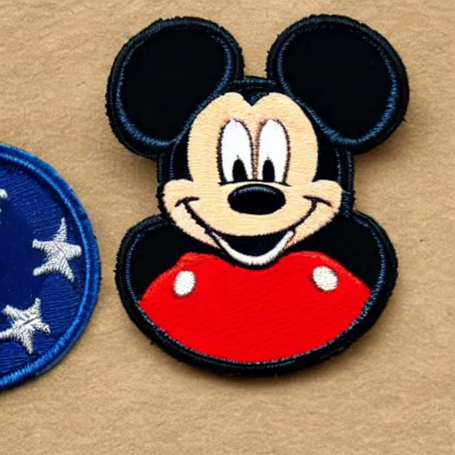 Prompt: a military patch with mickey mouse