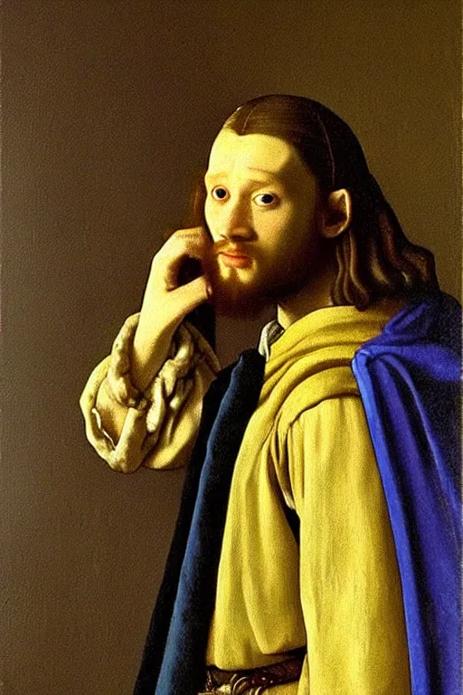 Image similar to attractive male, the lord of the rings, painting by johannes vermeer