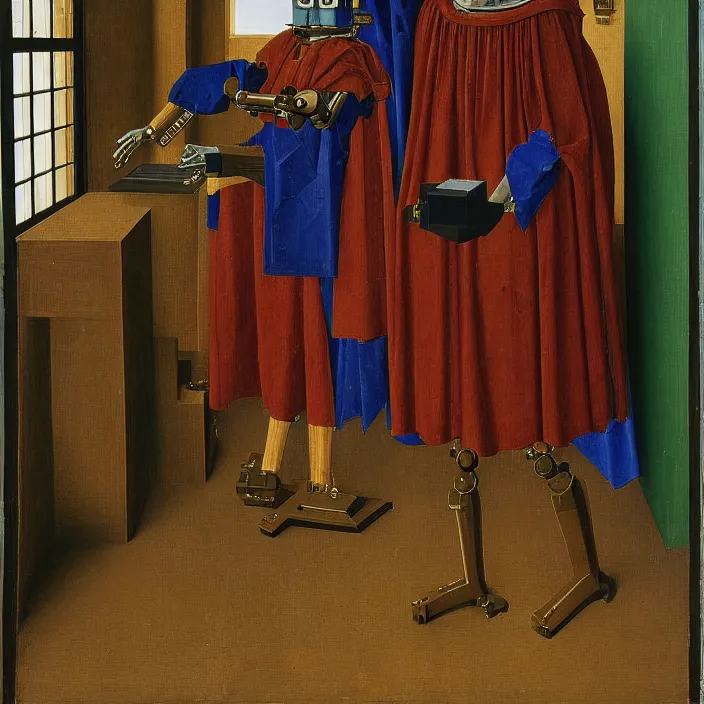 Image similar to a robot, by Jan van Eyck