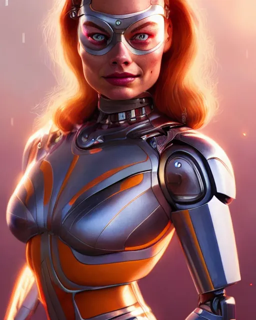 Image similar to weta disney pixar movie still portrait photo of margot robbie as cyborg woman by pixar, by weta, wlop, ilya kuvshinov, rossdraws, artgerm, maxim cover, latex, sweaty, iridescent, bright morning, anime, liosh, mucha