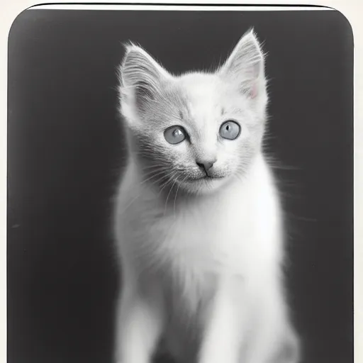 Image similar to a portrait photo of a cute solid gray solid white kitten wearing a tuxedo by edward weston, auto graflex, 2 1 0 mm ƒ / 6 4 zeiss tessar, agfa isopan iso 2 5, pepper no. 3 5, 1 9 3 0, high quality photo, highly detailed, studio lighting, fine - art photography, tack sharp