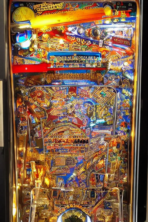 Prompt: amazingly complicated pinball machine, egypt theme