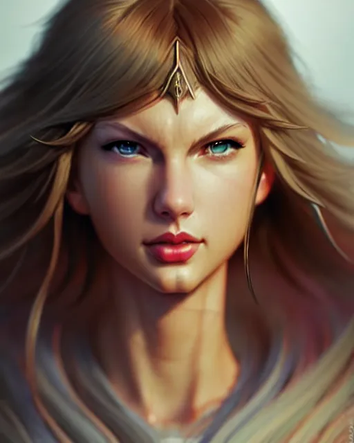 Prompt: azctec warrior, taylor swift, detailed perfect face, exquisite details, fire magic, mid view, design on a white background, by studio muti, greg rutkowski makoto shinkai takashi takeuchi studio ghibli