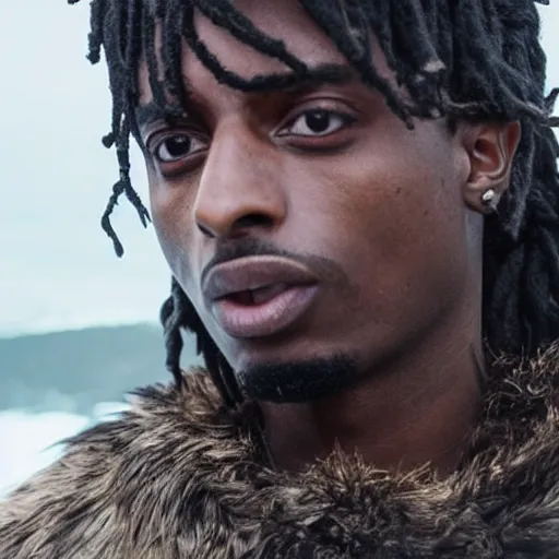 Image similar to playboi carti in vikings 4 k the detailed super realistic