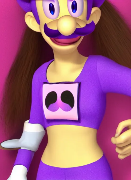 Prompt: waluigi as a woman, nintendo video game graphics