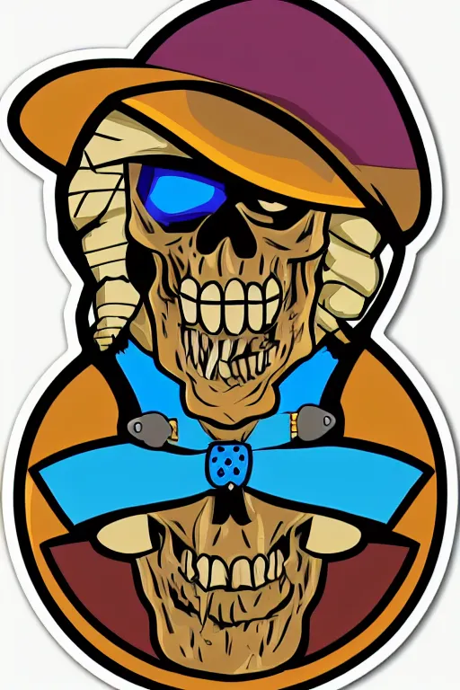 Image similar to A portrait of a skeletor that is a cowboy, sticker, colorful, illustration, highly detailed, smooth and clean vector curves, no jagged lines, vector art, smooth