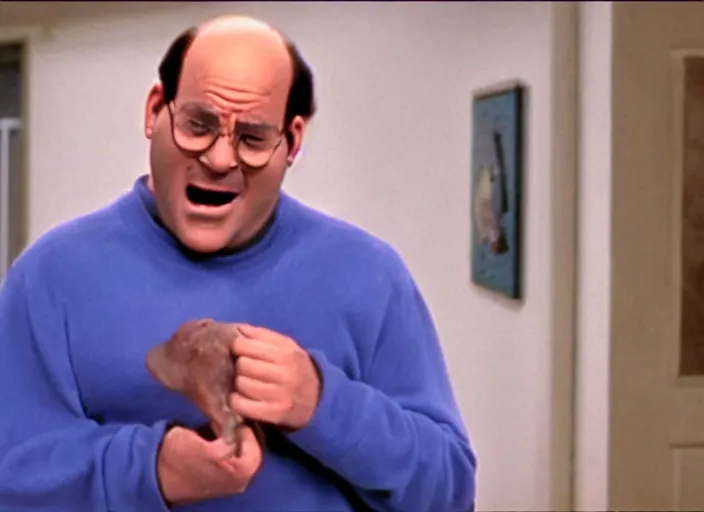 Image similar to film still of george costanza stubbing his toe in the new seinfeld episode, 4 k