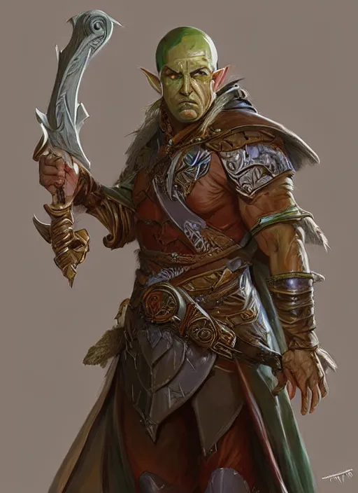 Image similar to half - elf, ultra detailed fantasy, dndbeyond, bright, colourful, realistic, dnd character portrait, full body, pathfinder, pinterest, art by ralph horsley, dnd, rpg, lotr game design fanart by concept art, behance hd, artstation, deviantart, hdr render in unreal engine 5
