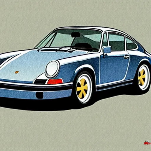 Image similar to sketch of a porsche 9 1 1 9 6 4 carrera 2