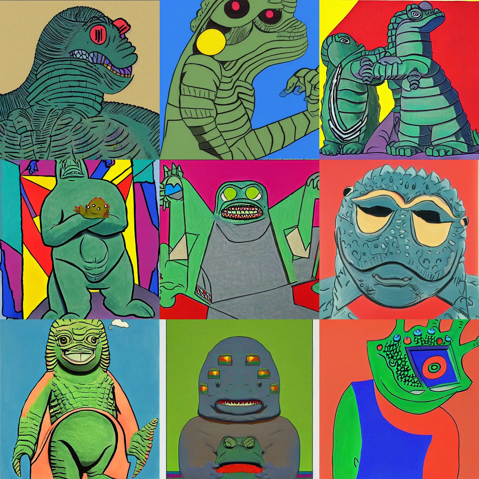 Prompt: Minilla son of Godzilla in the style of Picasso, detailed, colorful
