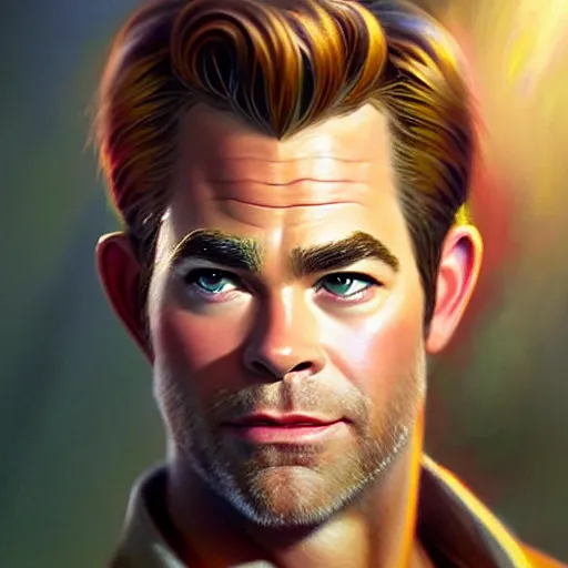 Prompt: a fantasy style portrait painting of chris pine from the 1 9 6 0 s oil painting unreal 5 daz. rpg portrait, extremely detailed artgerm greg rutkowski greg hildebrandt tim hildebrandt