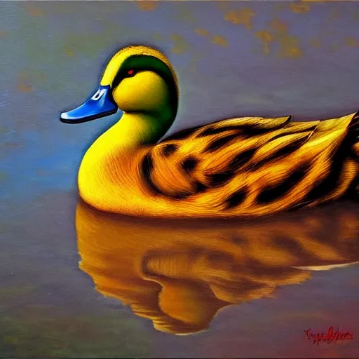 Image similar to a duck on the prowl oil painting arsen savadov