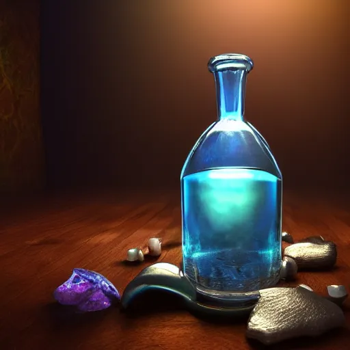 Image similar to a potion filled with a magical liquid,studio lighting,fantasy,4k,realistic