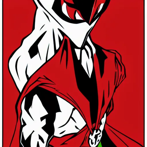 Image similar to Spawn by Todd-MacFarlene, SVG, Vector sticker, flat colors, full-body, uncropped, white-space-surrounding-subject