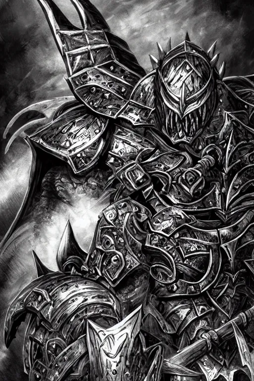 Image similar to chaos warrior, fantasy, warhammer, highly detailed, digital art, sharp focus, trending on art station, kentaro miura manga art style