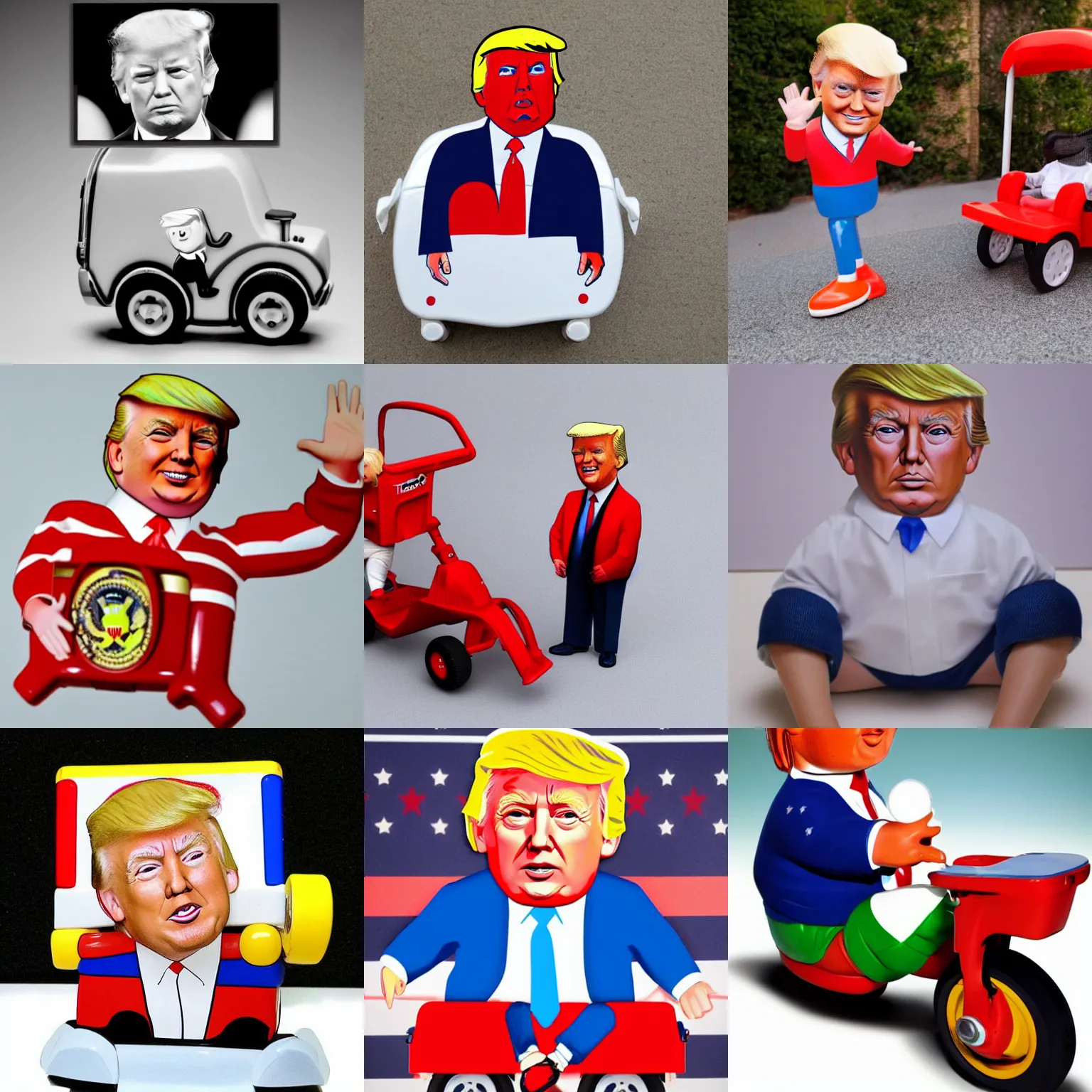 Prompt: little tikes donald trump, white background