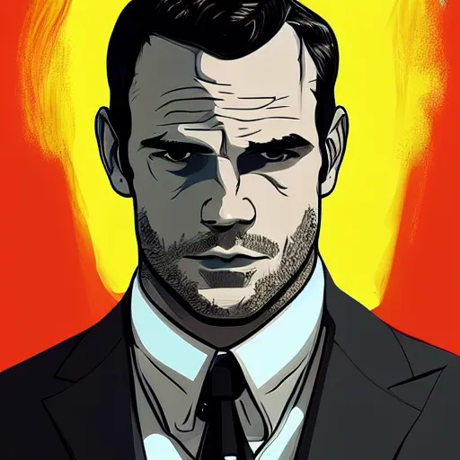 Prompt: enry cavill as james bond, portrait, highly detailed, digital painting, artstation, concept art, sharp focus, illustration, art , style of archer tv show detailed vector art