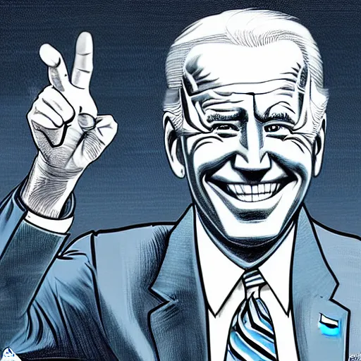 Prompt: Joe Biden doesn’t know where he is, lost. illustration concept art in the style of Arthur Adams