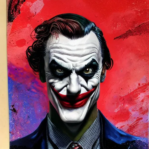 Image similar to photorealistic picture, alex ross, arthur fleck joker, comic book cover, gouache and wash paints, fine details, fine intricate, fine facial proportionate, fine body proportionate, fine fix broken line, fine fix duplicate line, fine background proportionate, smooth focus, sharp details, bokeh, 4 k, fine 5 k details