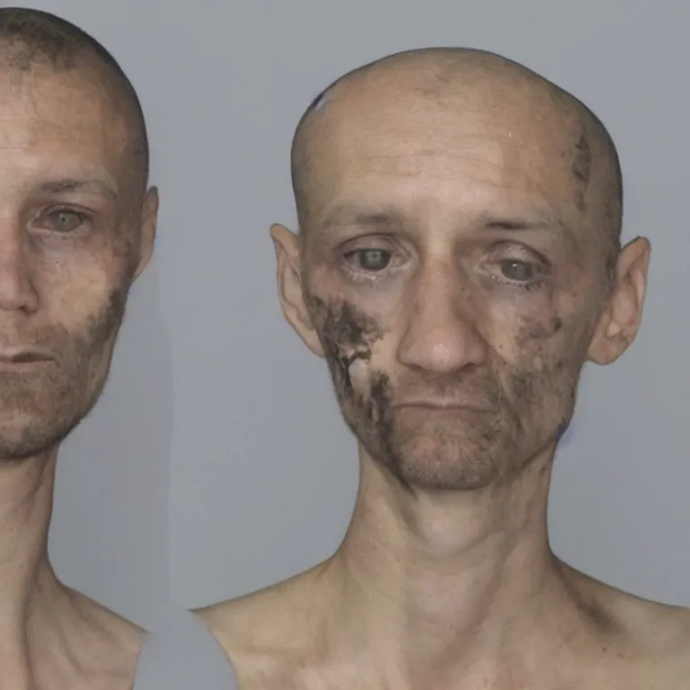 Image similar to turtle headed human, mugshot