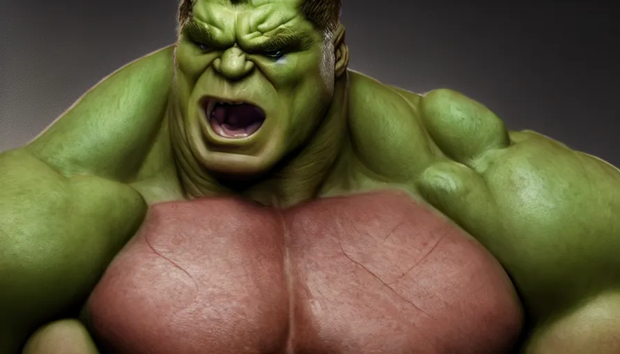 Image similar to Brock Lesnar is Hulk, hyperdetailed, artstation, cgsociety, 8k