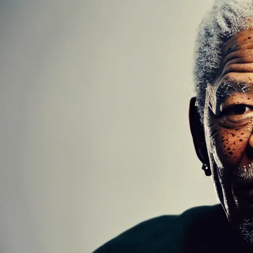 Prompt: a cinematic film still of Morgan Freeman starring as Jay-Z, portrait, 40mm lens, shallow depth of field, close up, split lighting, cinematic