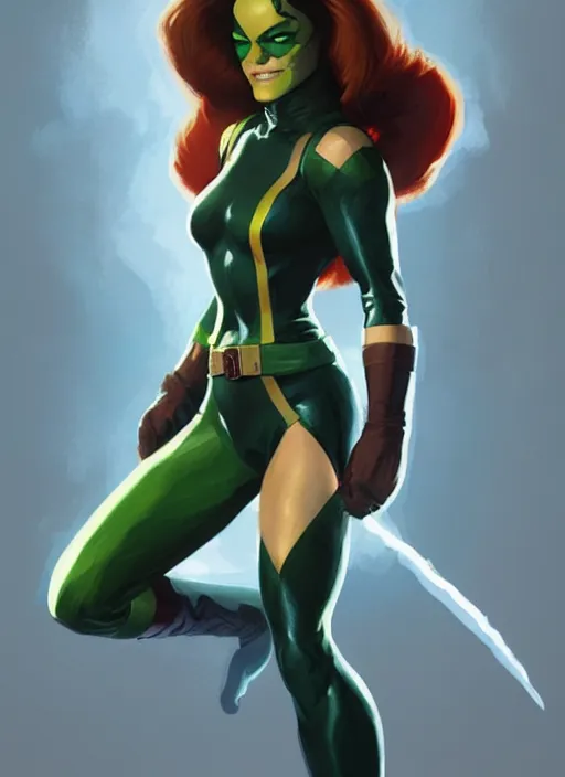 Image similar to very detailed masterpiece painting of rogue from x - men : the animated series ( 1 9 9 2 ), portrait, artstation, concept art by greg rutkowski