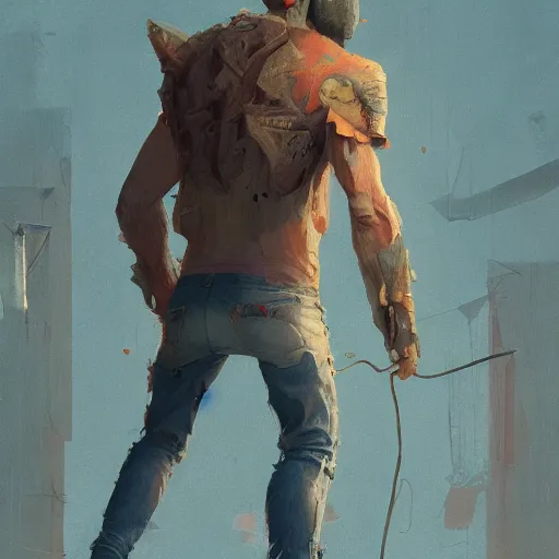 Image similar to Minotaur wearing Denim Jeans MTG Card Greg Rutkowski ismail inceoglu craig j. spearing bastien grivet james gilleard barnett newman