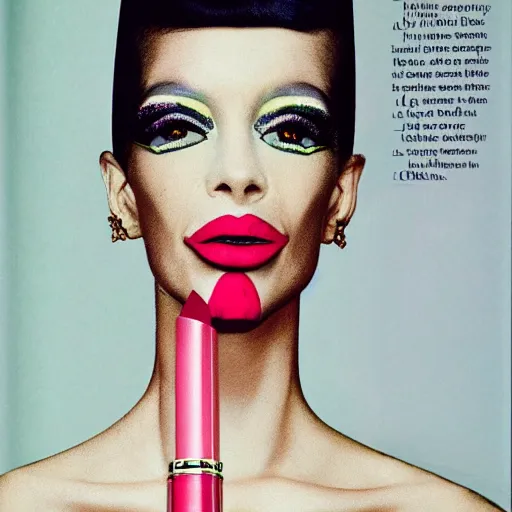 Image similar to portrait of an alien with lipstick, kodak, detailed, vogue magazine