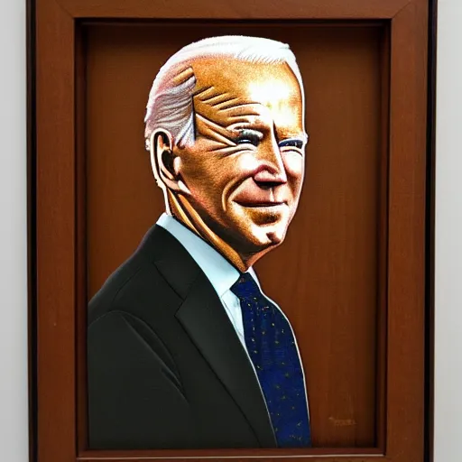 Image similar to A weaved portrait of Joe Biden