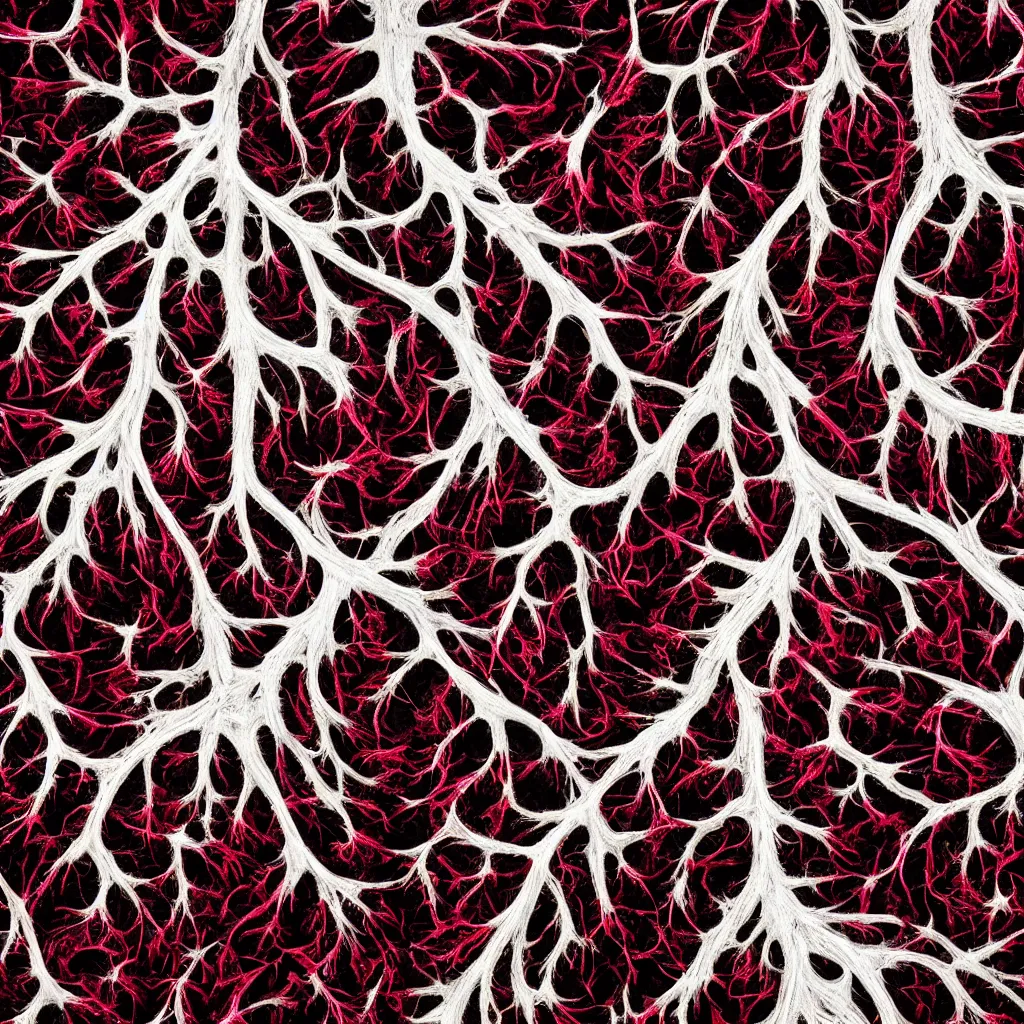 Image similar to embroidered beetroot with fractal roots, black, white and red, food photography. post - production : super detailed : masterpiece