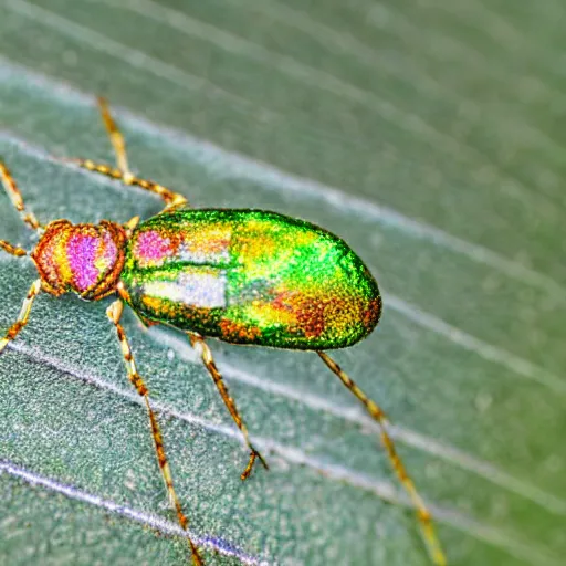 Image similar to macrophotography of iridiscent azaela lace bug