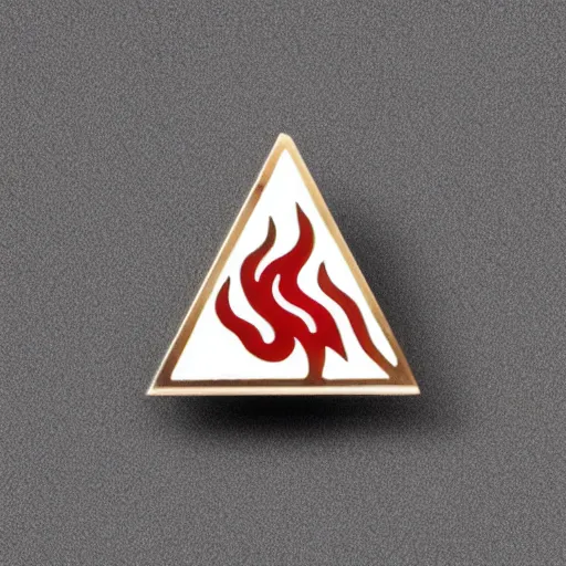 Image similar to a photo of a retro minimalistic clean fire warning enamel pin, studio lighting, behance