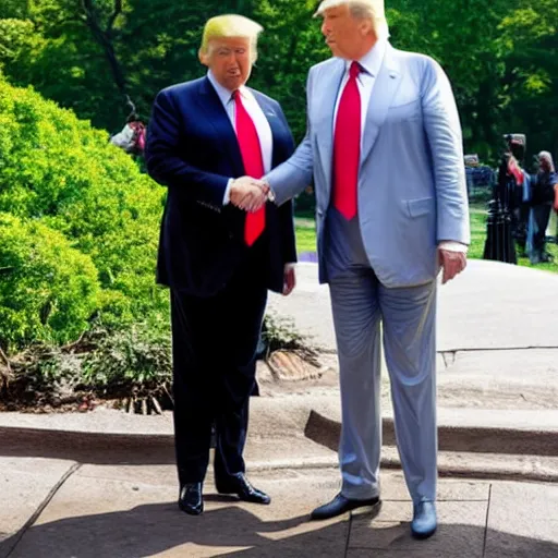 Prompt: a photo of Elon Musk making a secret deal with Donald Trump in Central Park, New York City