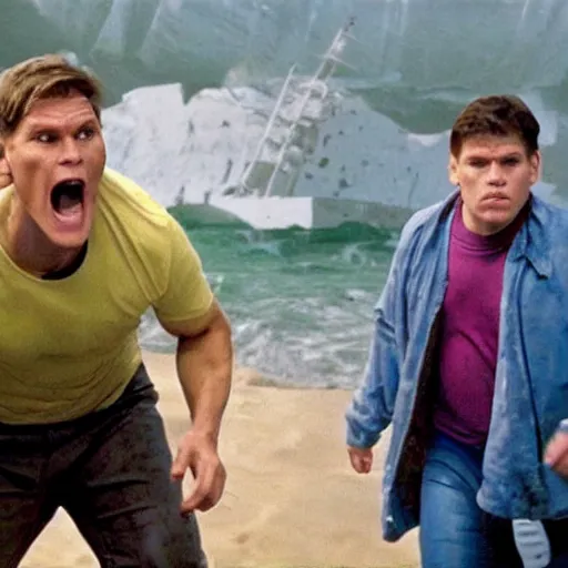 Image similar to Live Action Still of Jerma985 in The Goonies, real life, hyperrealistic, ultra realistic, realistic, highly detailed, epic, HD quality, 8k resolution, body and headshot, film still