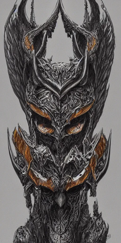 Prompt: sideview concept art of owl wear baphomet armor made with porcelain by jeff easley and peter elson, beautiful eyes and face, symmetry face, galaxy, gothic, surreal, dread, highly detailed, intricate complexity, epic composition, magical atmosphere, masterpiece, award winning, trending on artstation