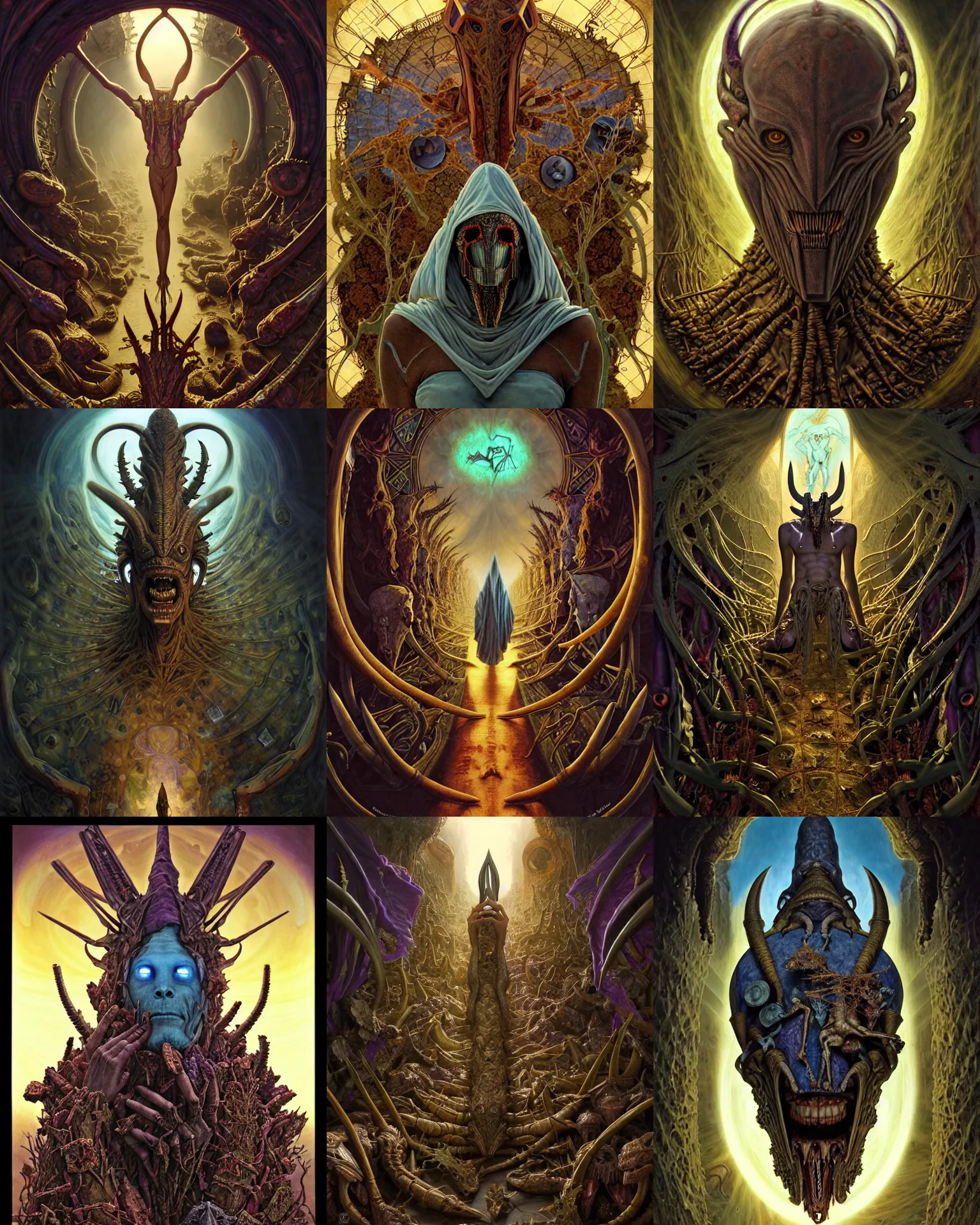 Prompt: the platonic ideal of locusts, anubis, crops and ayahuasca cletus kasady ultimate carnage thanos dementor wild hunt doctor manhattan chtulu nazgul mandelbulb davinci, d & d, fantasy, ego death, detailed, intricate, hyperrealism, intense, scary, decay, art by artgerm and greg rutkowski and alphonse mucha