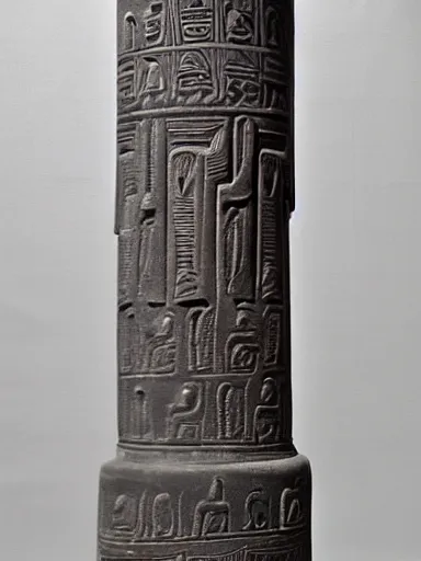 Prompt: elaborate carved hieroglyphic pillar column - h 2 5 0 0