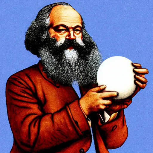 Prompt: Karl Marx pondering his Orb by Unity Engine, HDR