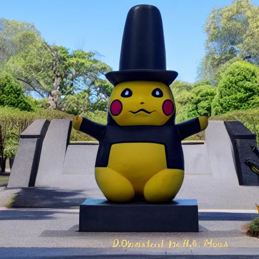 Prompt: pikachu moai statue