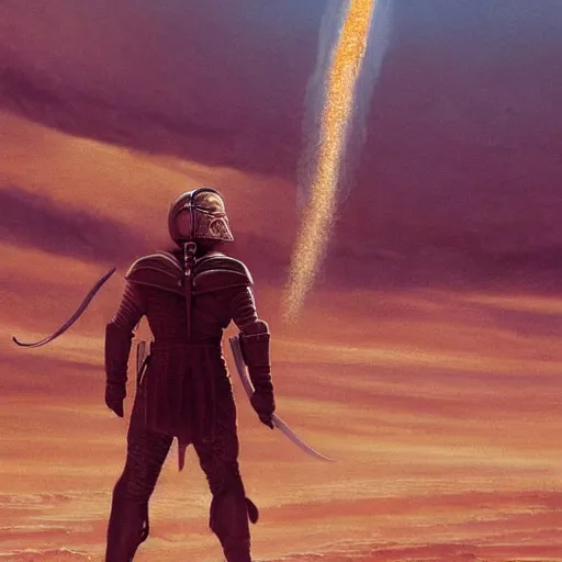 Prompt: joe biden as a photorealistic fremen Dune, shai hulud, freman, shai-hulud, artstation hall of fame gallery, editors choice, #1 digital painting of all time, most beautiful image ever created, emotionally evocative, greatest art ever made, magnum opus masterpiece, movie poster, 4k, highly detailed, cinematic lighting