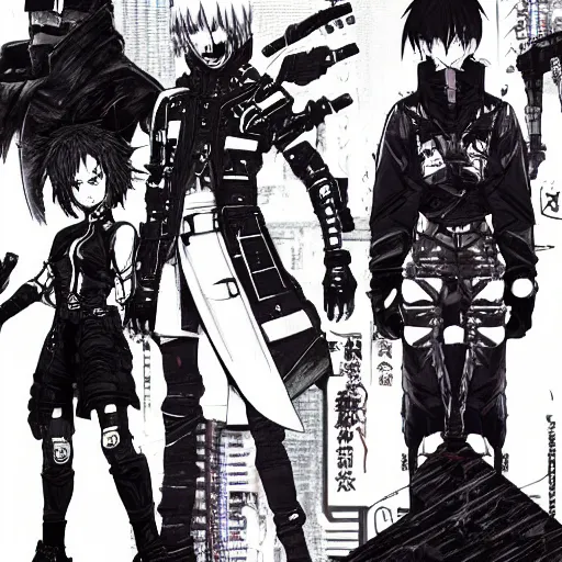 Prompt: character select screen of a cyberpunk blame! anime fighting game by tsutomu nihei