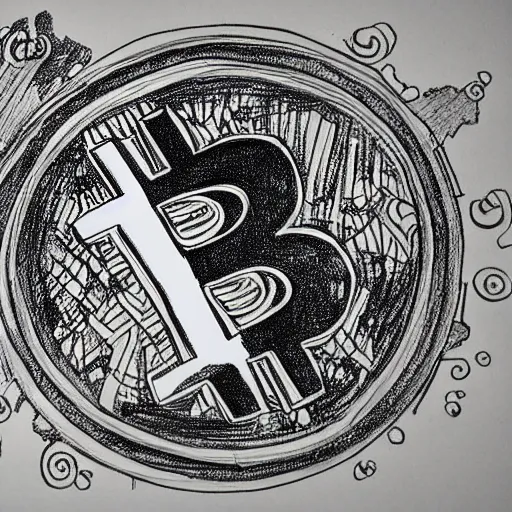 Image similar to an ancient drawing of a bitcoin